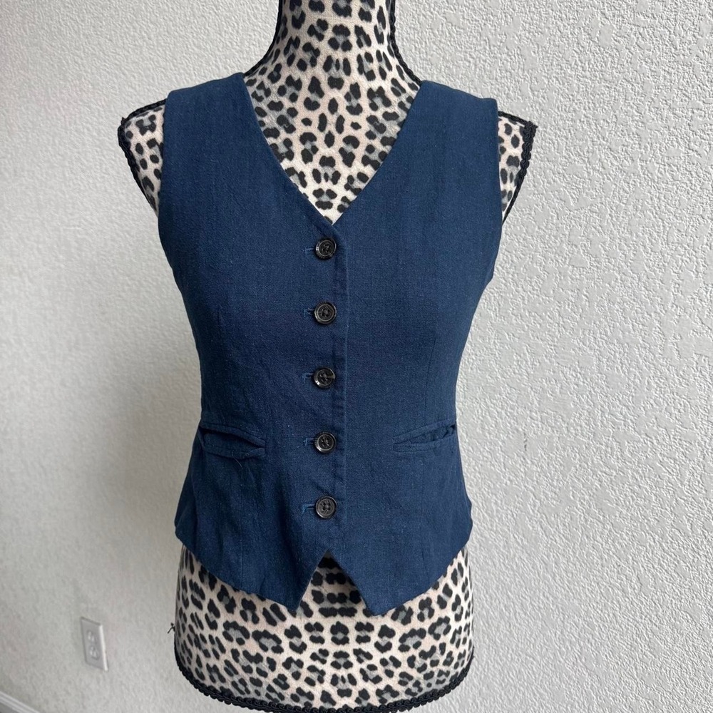 Banana Republic blue linen blend vest size XS